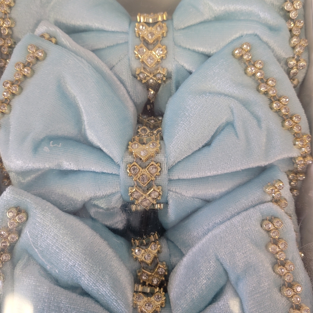 Bella Lux Blue Hair Bows with Gold Accents - Picture 4 of 4